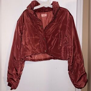 Showpo Dark pink cropped, thin puffer